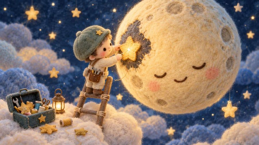 Felted Moon Repair Diorama