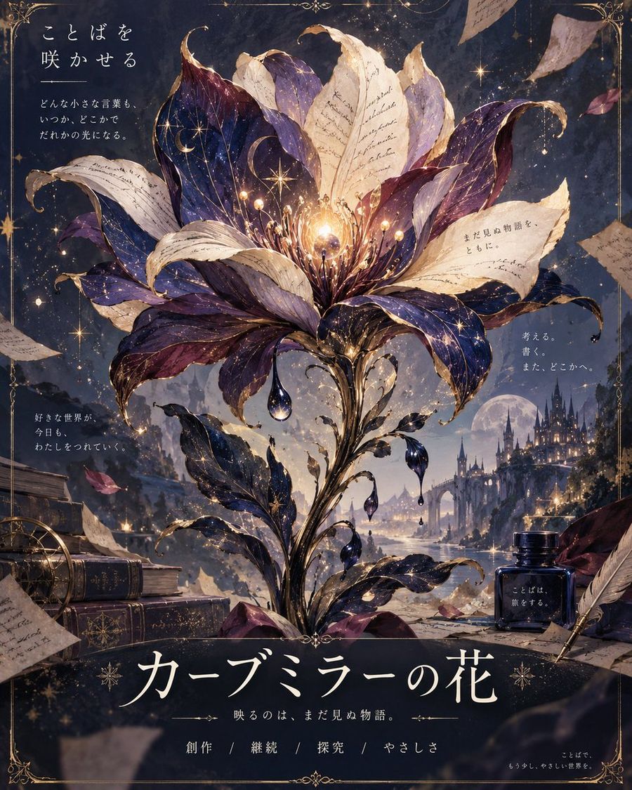 Magical Parchment Flower Illustration