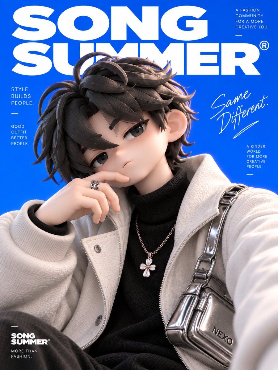 3D Chibi Boy Fashion Poster