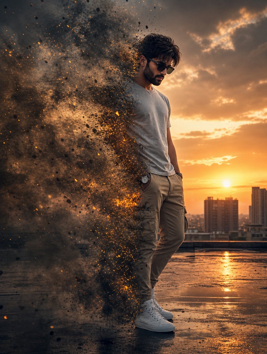 Cinematic Portrait with Dissolving Smoke Effect