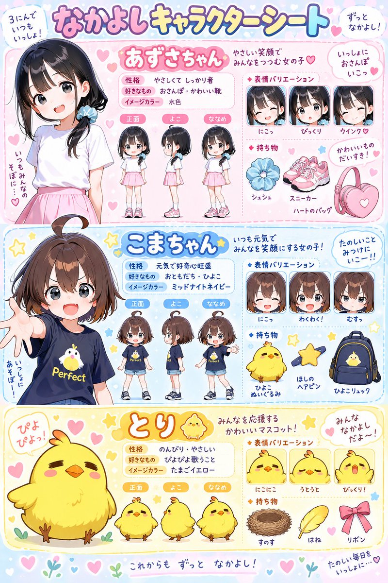 Cute Pastel Character Sheet Infographic