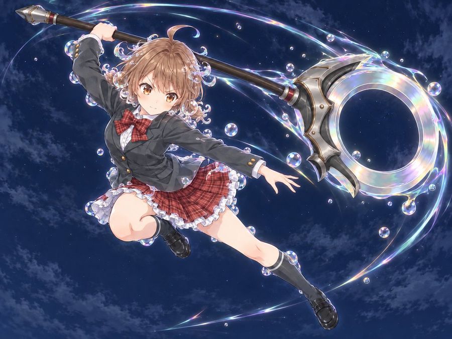 Cô gái Anime vung rìu ma thuật