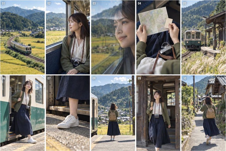 Japanese Travel Vlog Storyboard Grid