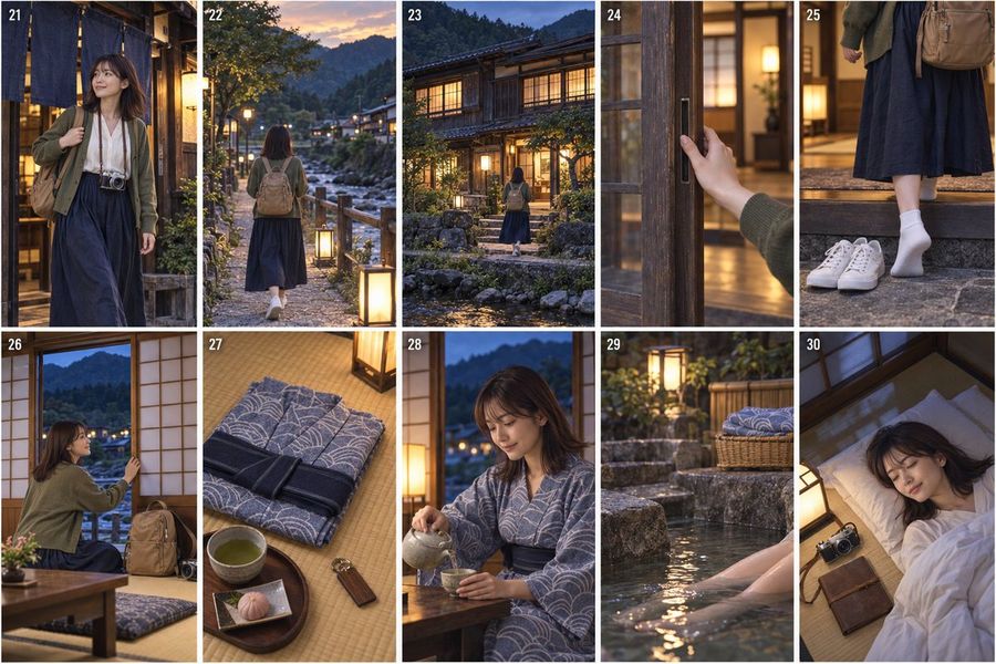 Japanese Travel Vlog Storyboard Grid