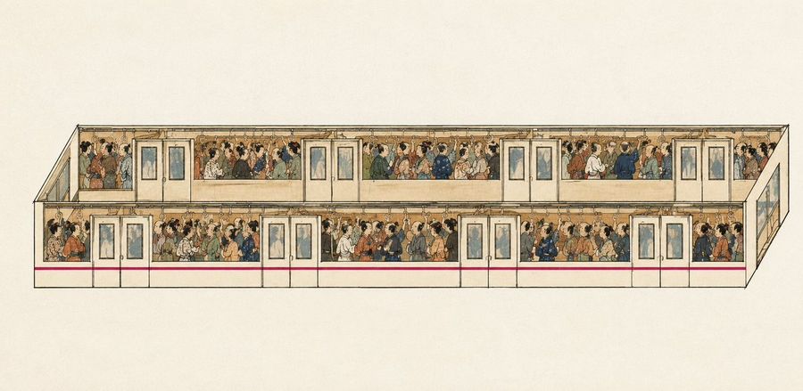 Vintage Train Car Illustration
