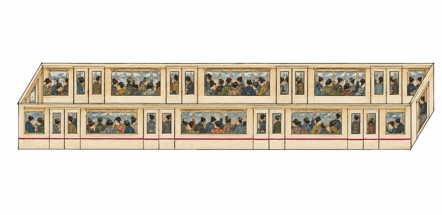 Vintage Train Car Illustration