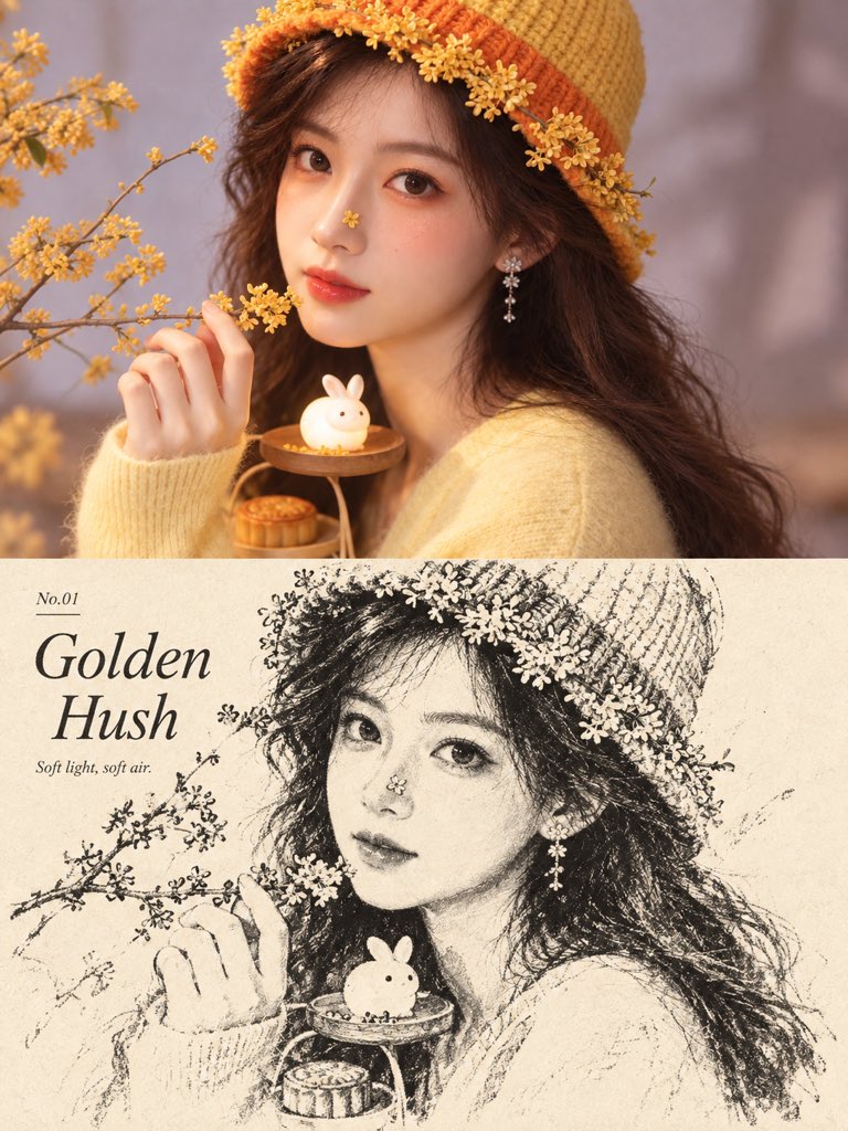 Dual-Panel Portrait & Sketch Poster
