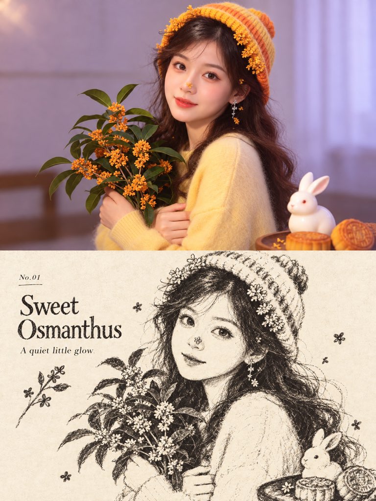 Dual-Panel Portrait & Sketch Poster