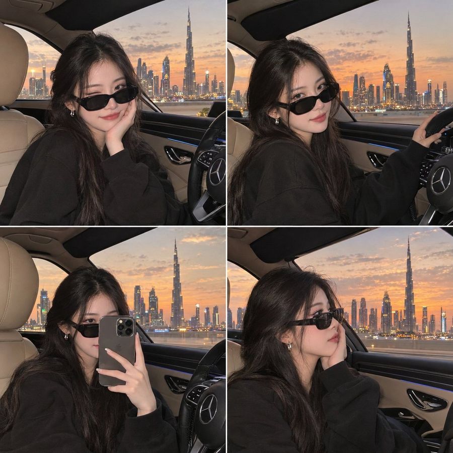 Korean Woman Car Collage