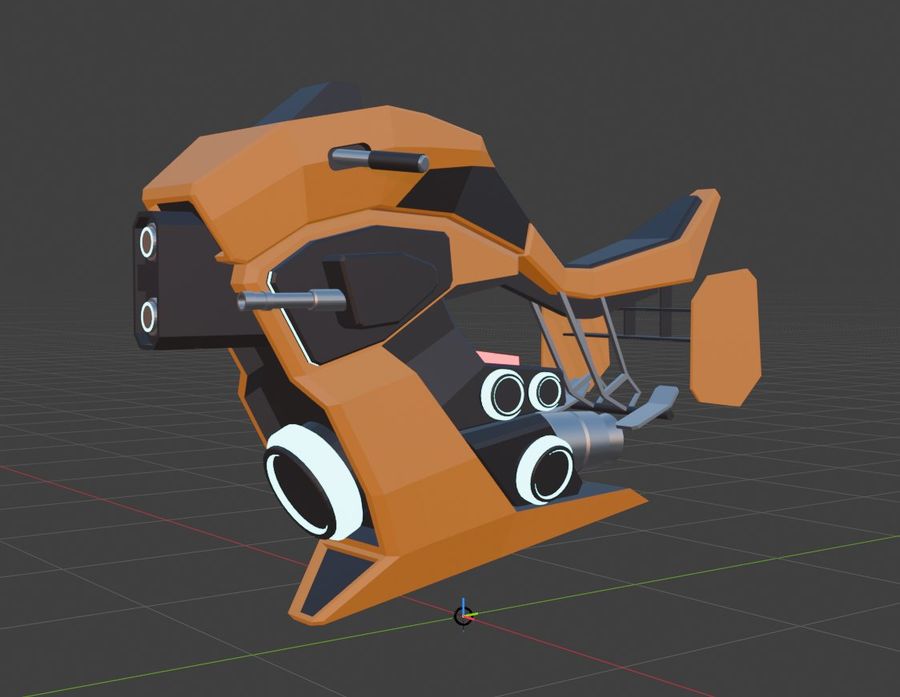 Futuristic Orange Sci-Fi Hoverbike