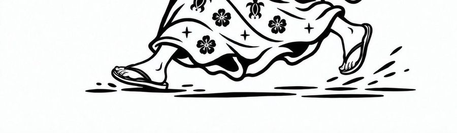 Running Kimono Feet Line Art