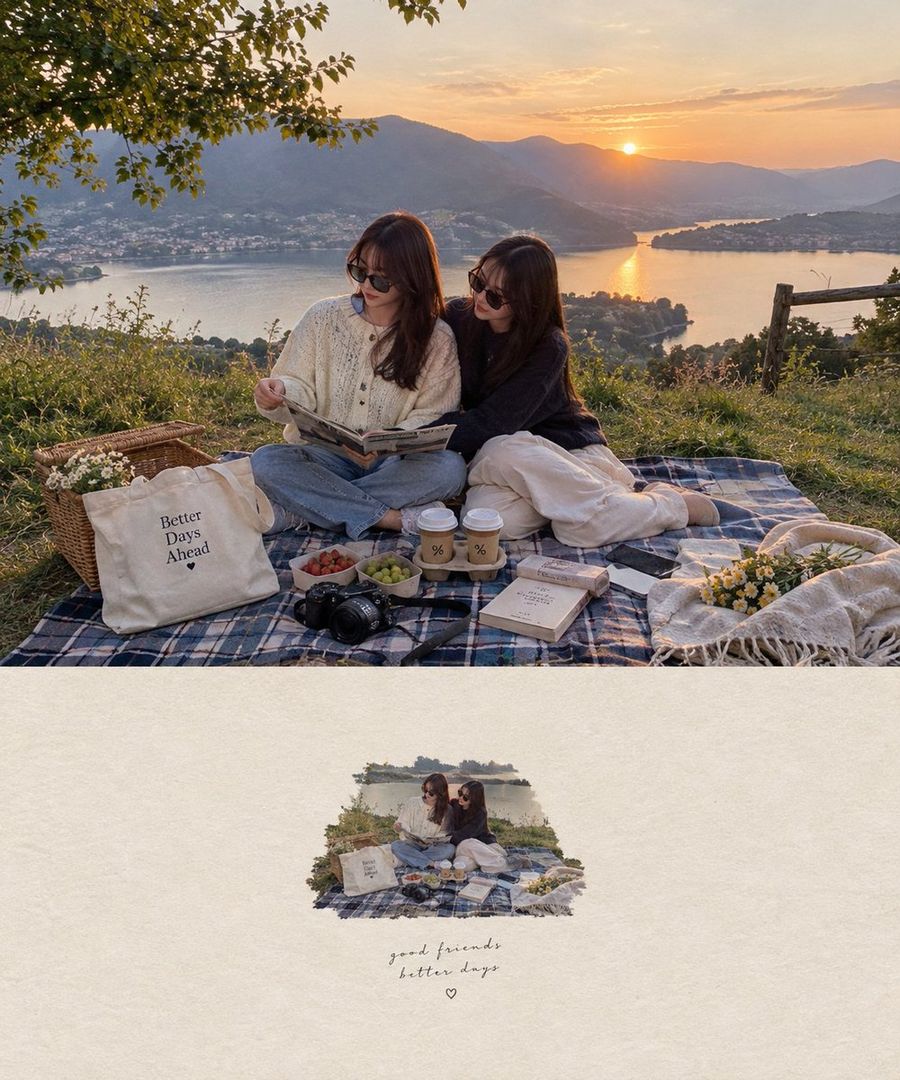 Dreamy Editorial Scrapbook Cafe Portrait