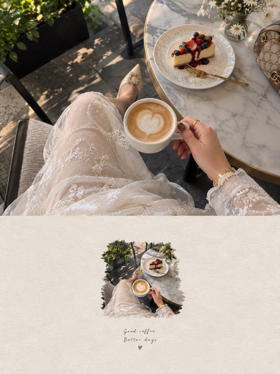 Dreamy Editorial Scrapbook Cafe Portrait