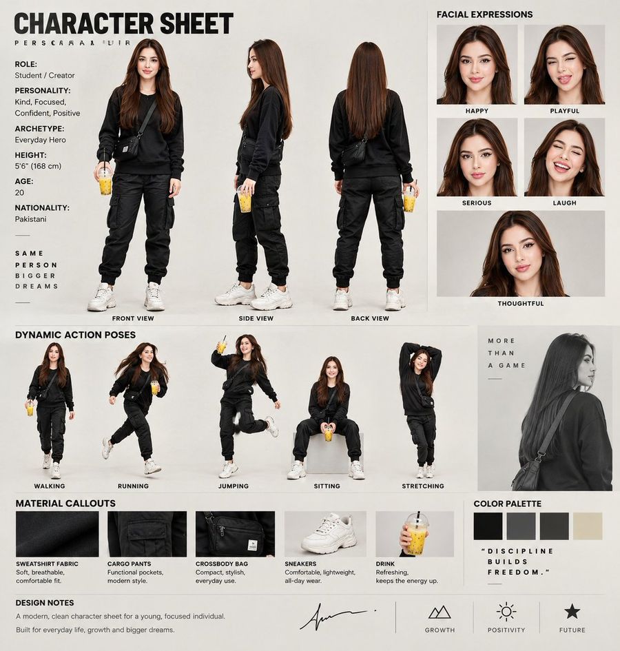 Young Woman Character Sheet