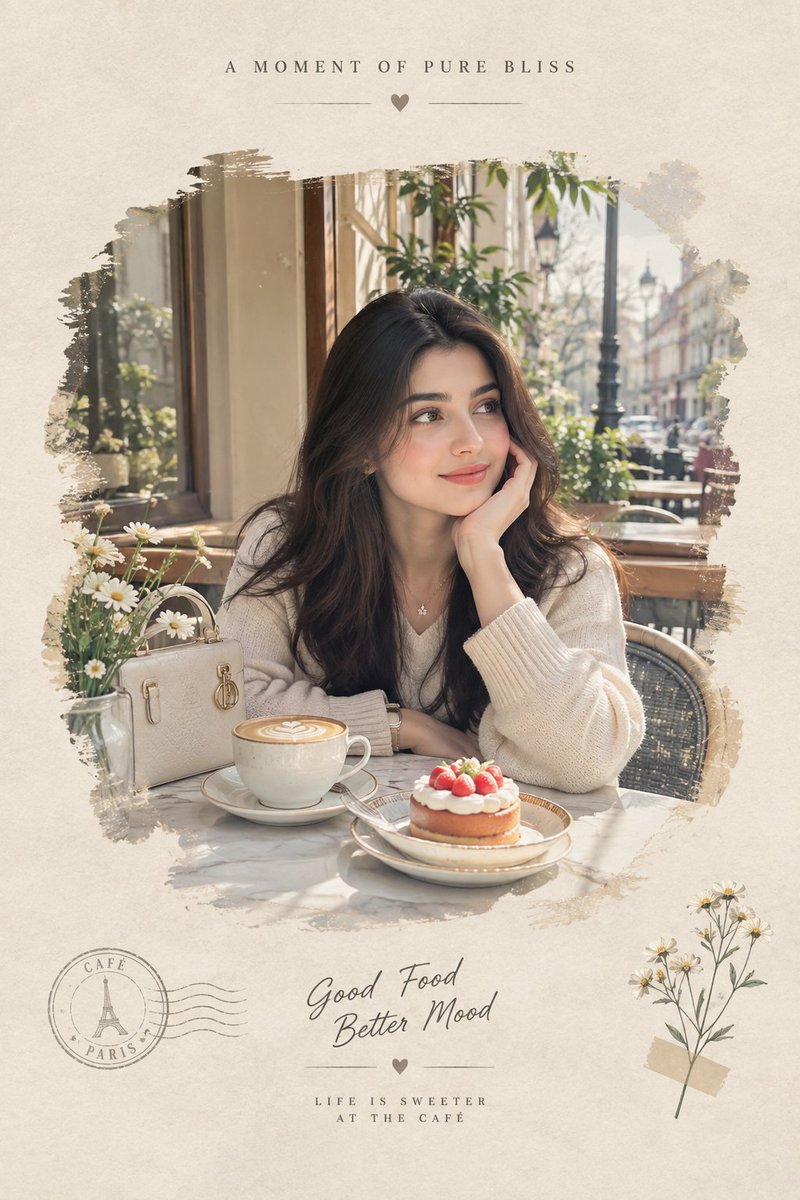 Dreamy Editorial Scrapbook Cafe Portrait