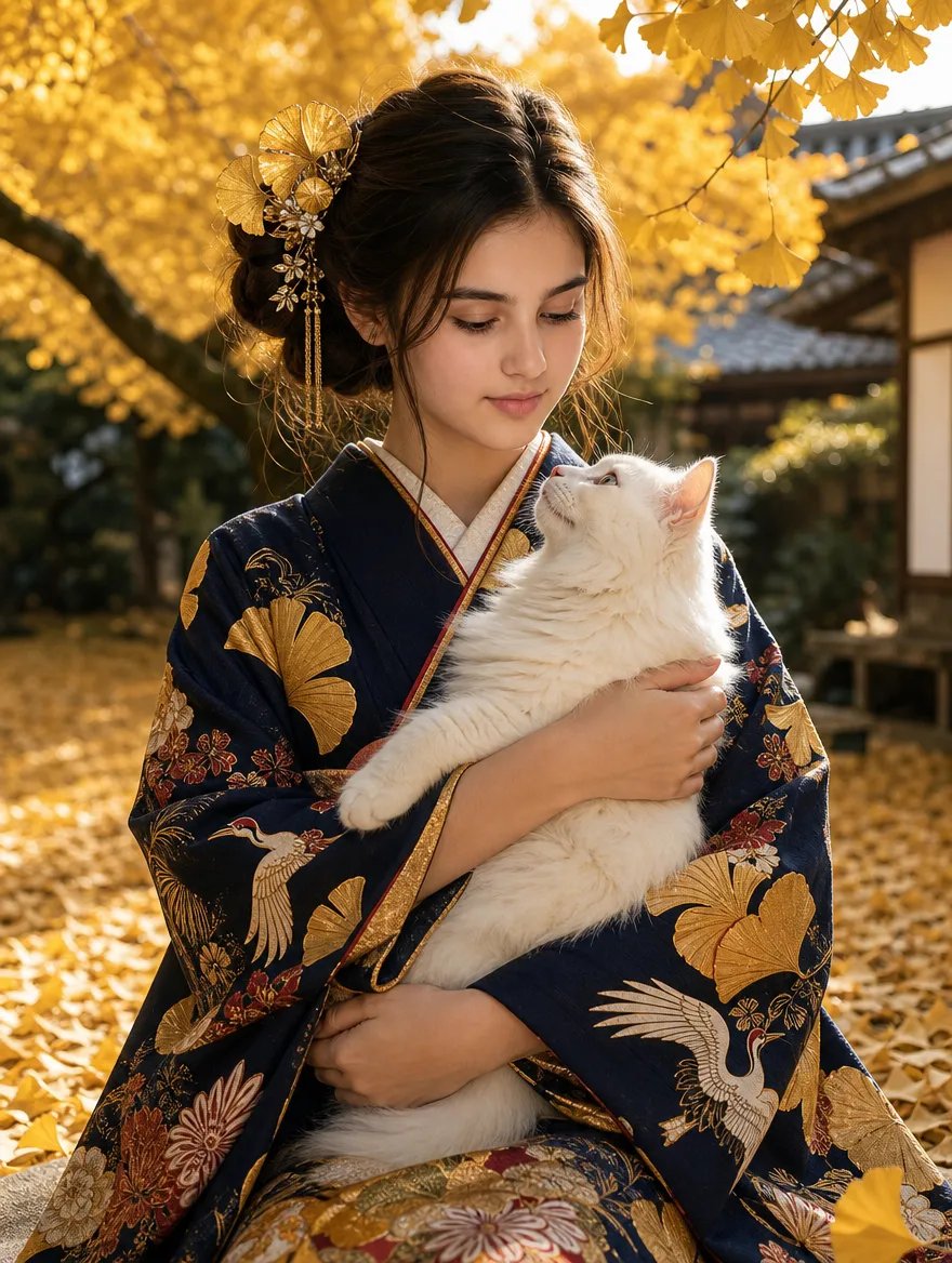 Japanese Autumn Kimono Portrait