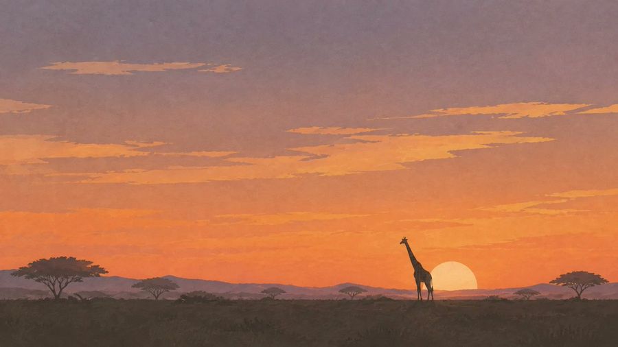 Giraffe Silhouette at Sunset