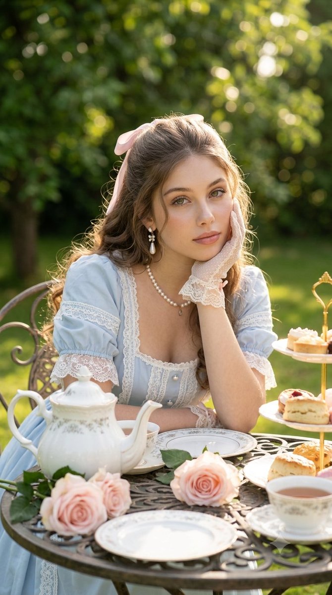 Cinematic Tea Party Portrait Prompt