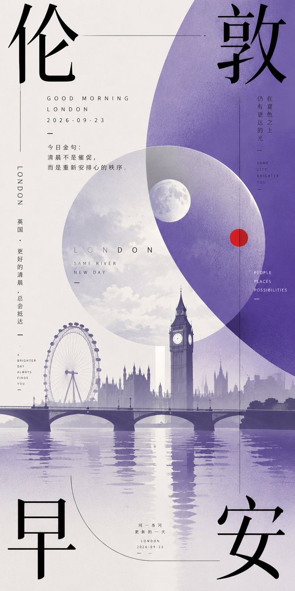 Purple Geometric London Morning Poster