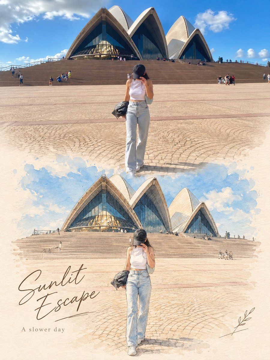 Photo to Watercolor Illustration Poster
