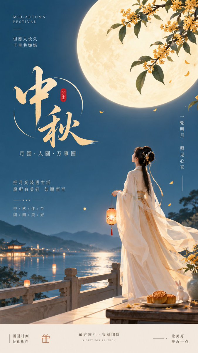 Zen Minimalist Mid-Autumn Festival Poster