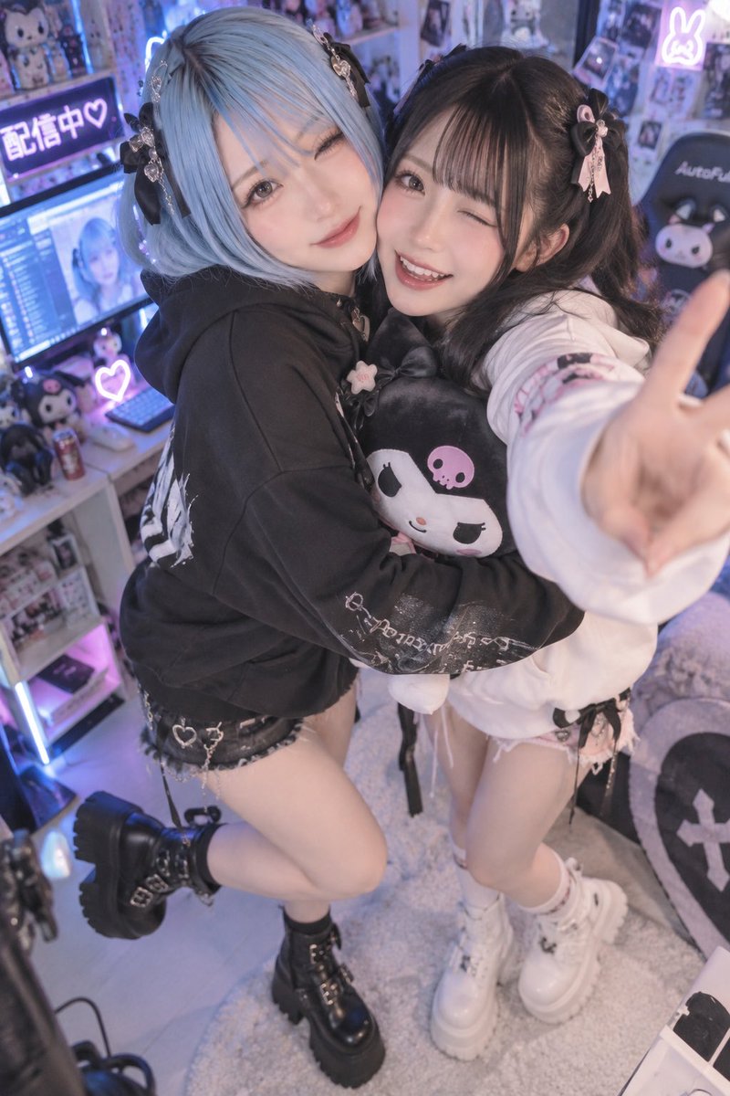 Two Girls Selfie with Kuromi Plush