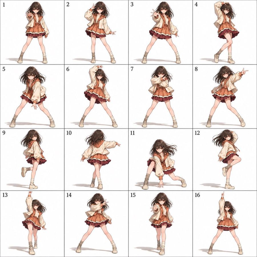 Anime Girl Dance Pose Reference Sheet