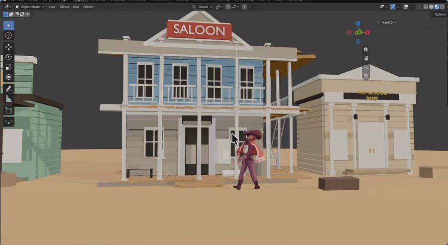 Low-poly Cowboy Model in Blender