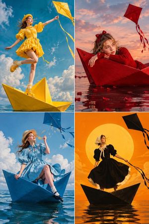 Paper Boat Kite Fantasy Prompt - 2