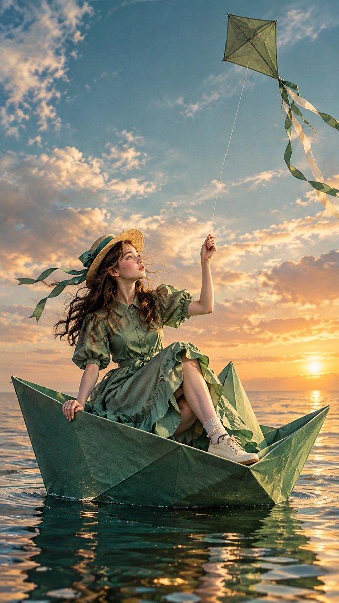 Paper Boat Kite Fantasy Prompt