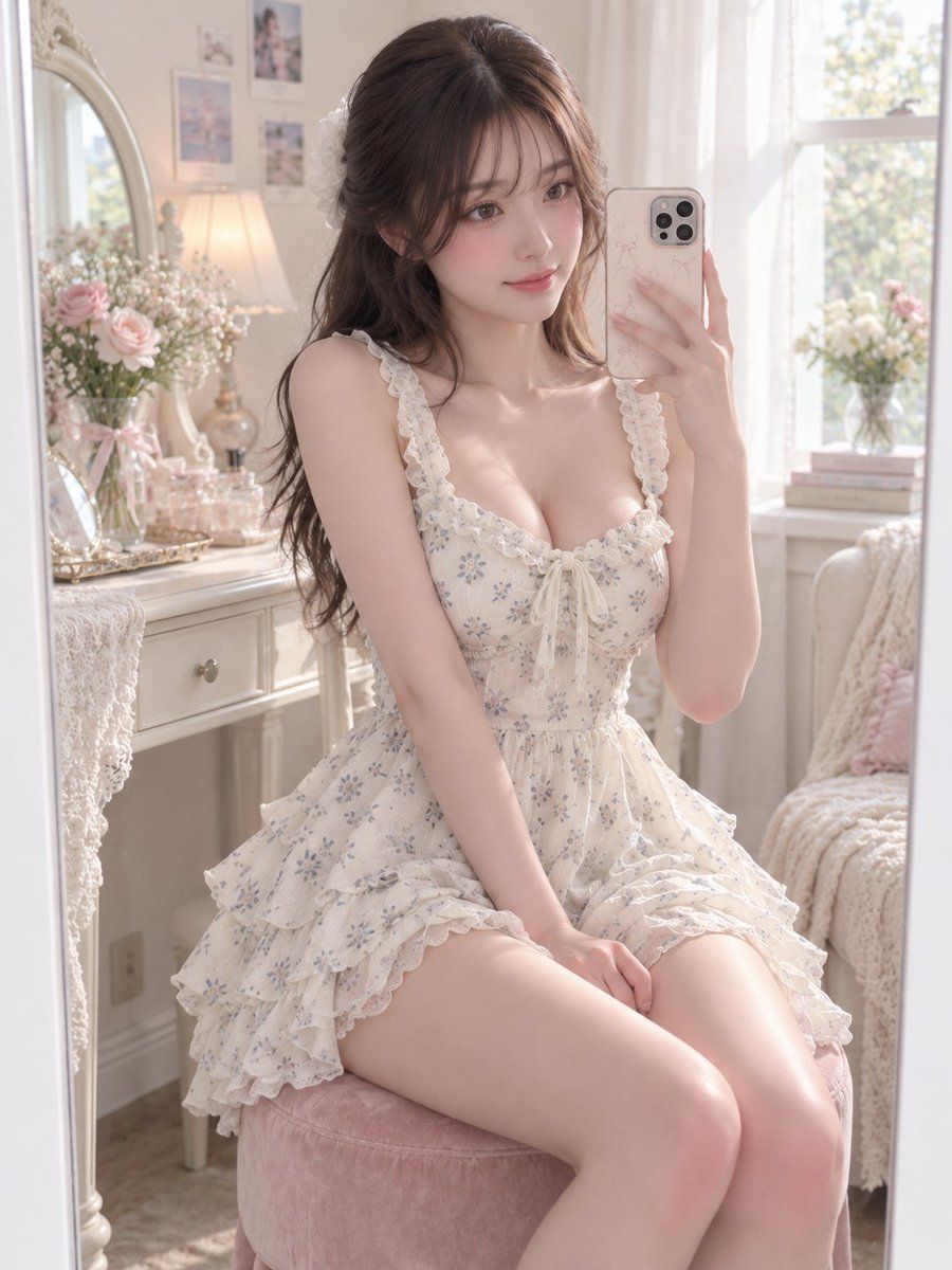 GPT Image 2 Prompt for Mirror Selfie with Flowers