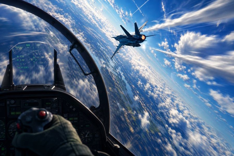 Fighter Jet Cockpit View Banking Turn
