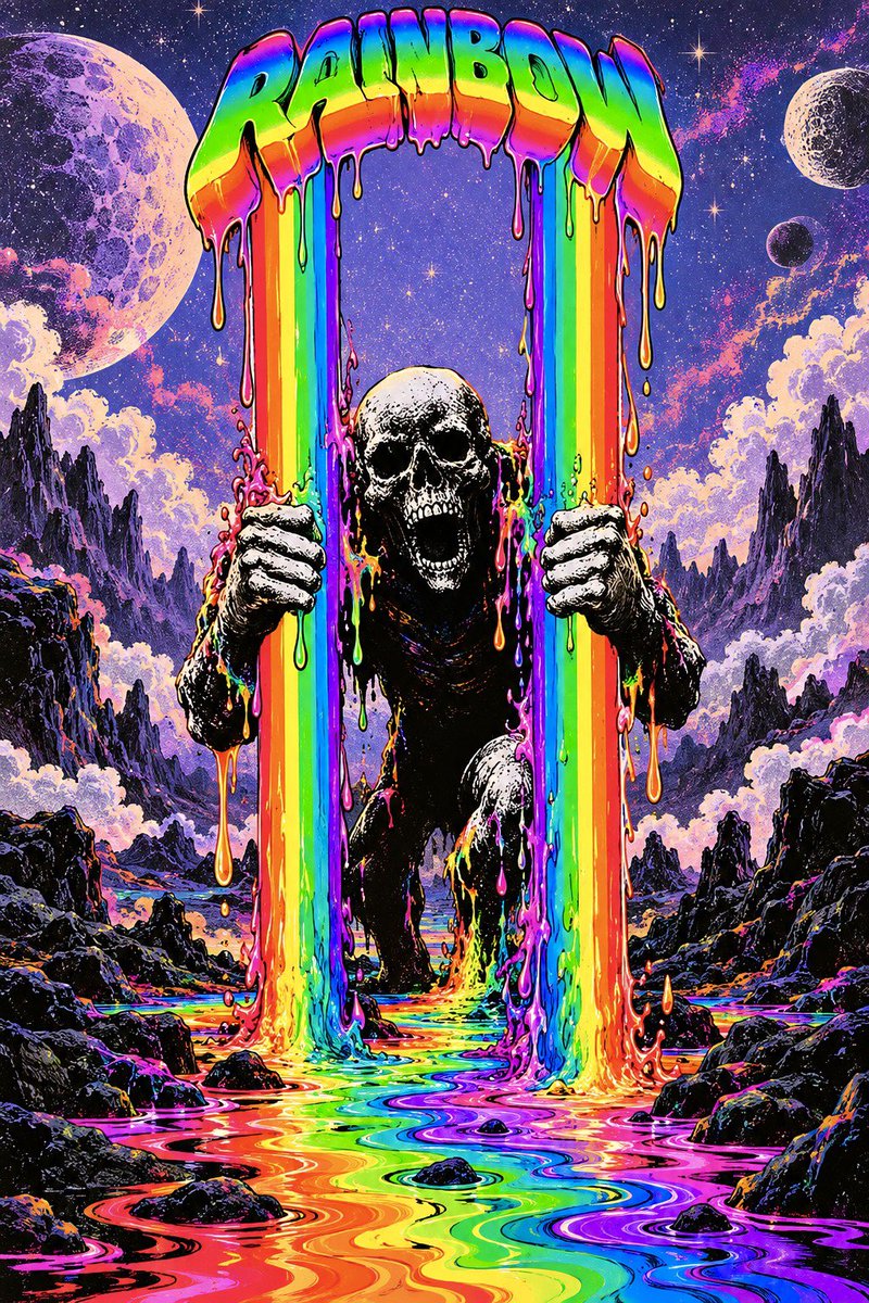 Surreal Psychedelic Skeleton Poster Prompt