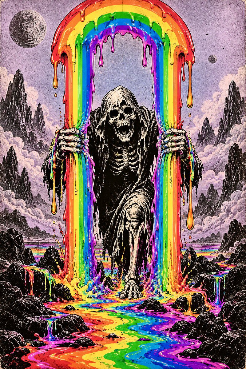 Surreal Psychedelic Skeleton Poster Prompt