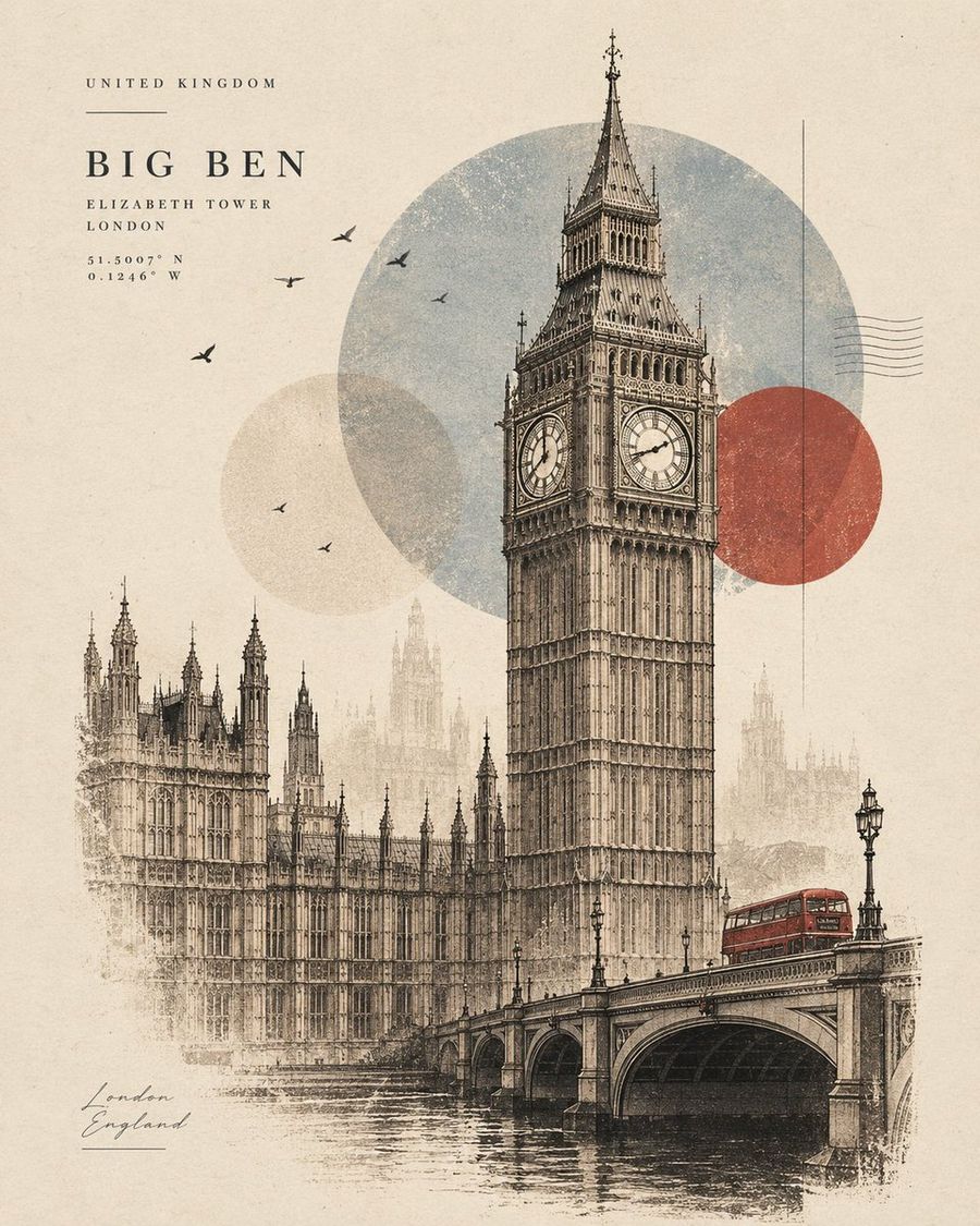 Minimalist Architectural Travel Poster Prompt