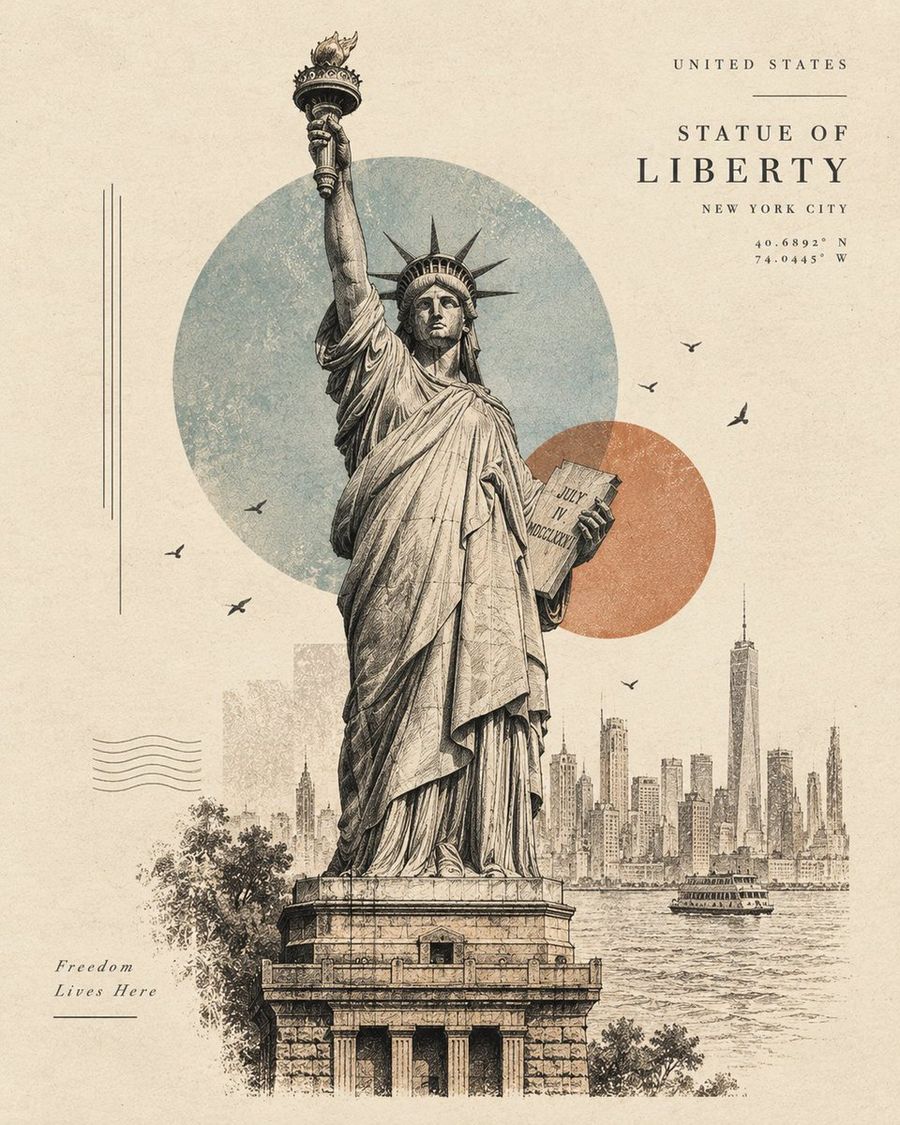 Minimalist Architectural Travel Poster Prompt