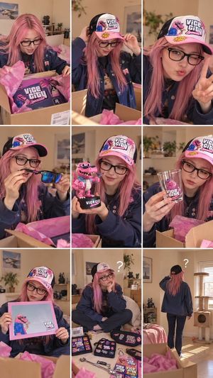 Pink-Haired Girl Unboxing Vice City Merch