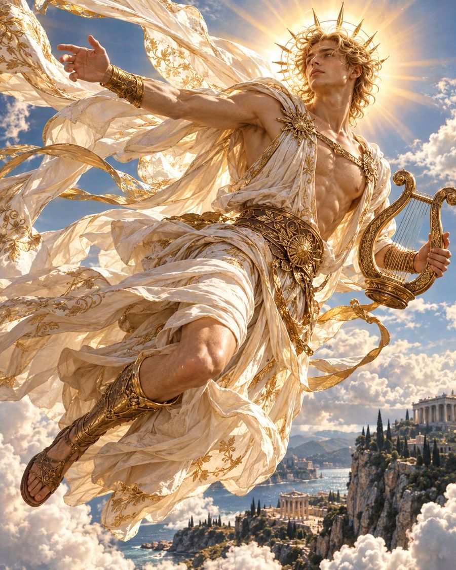 Apollo Flying with Golden Lyre