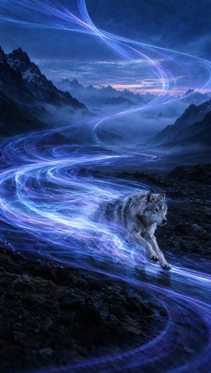 Fiery Light Trails Horse Rider
