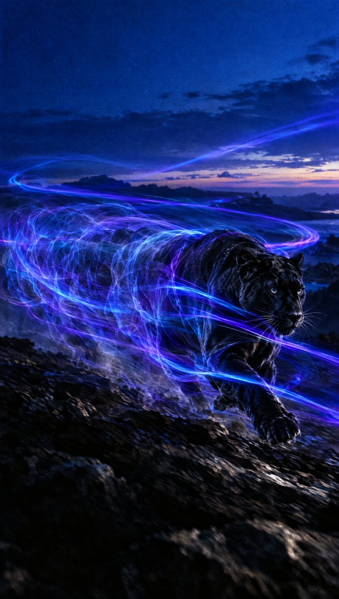 Fiery Light Trails Horse Rider