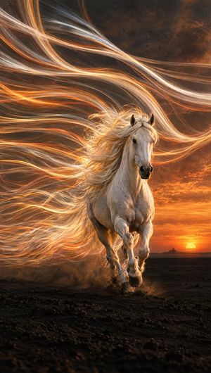 Fiery Light Trails Horse Rider - 4