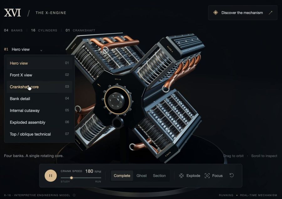 Three.js X-16 Engine Concept