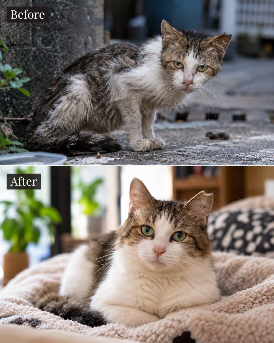 Stray Cat Rescue Before & After
