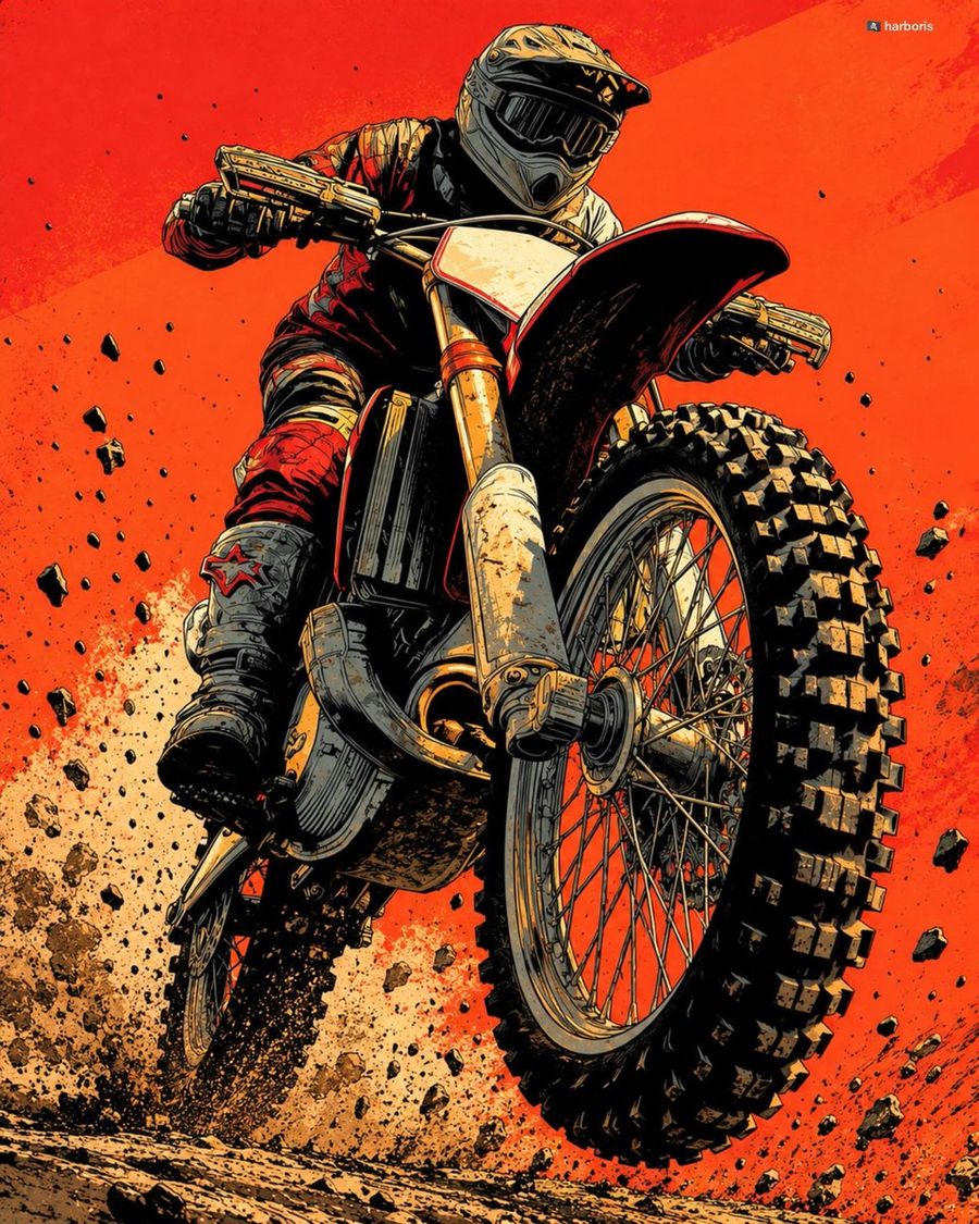 Prompt d'illustration BD pour pilote de motocross