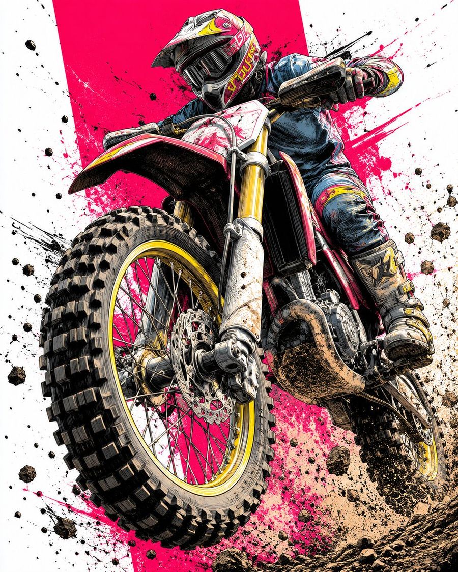 Prompt d'illustration BD pour pilote de motocross