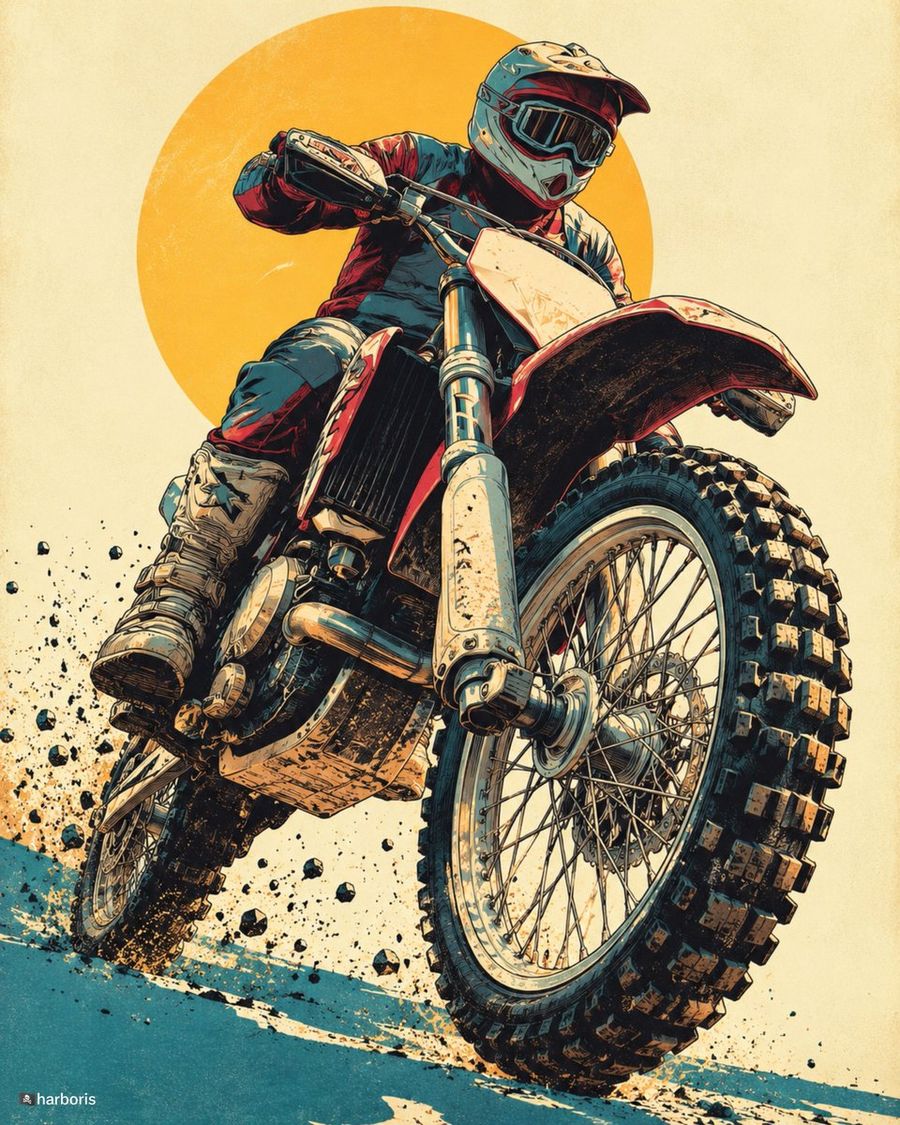 Prompt d'illustration BD pour pilote de motocross
