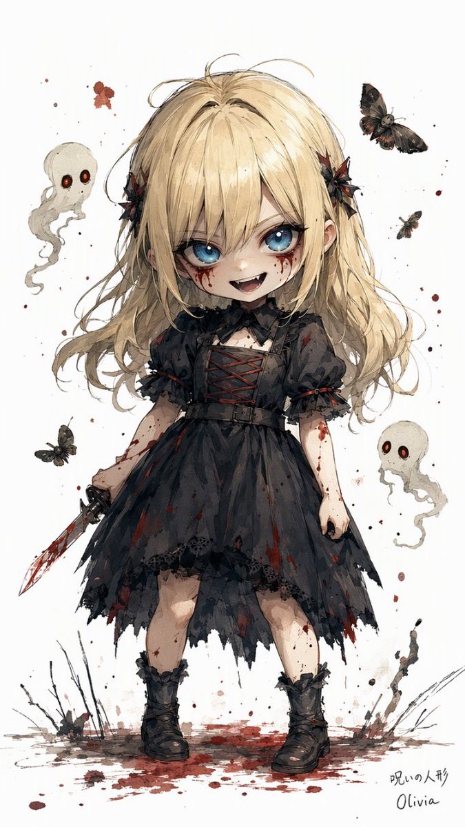 Bloody Gothic Chibi Girl Character Design