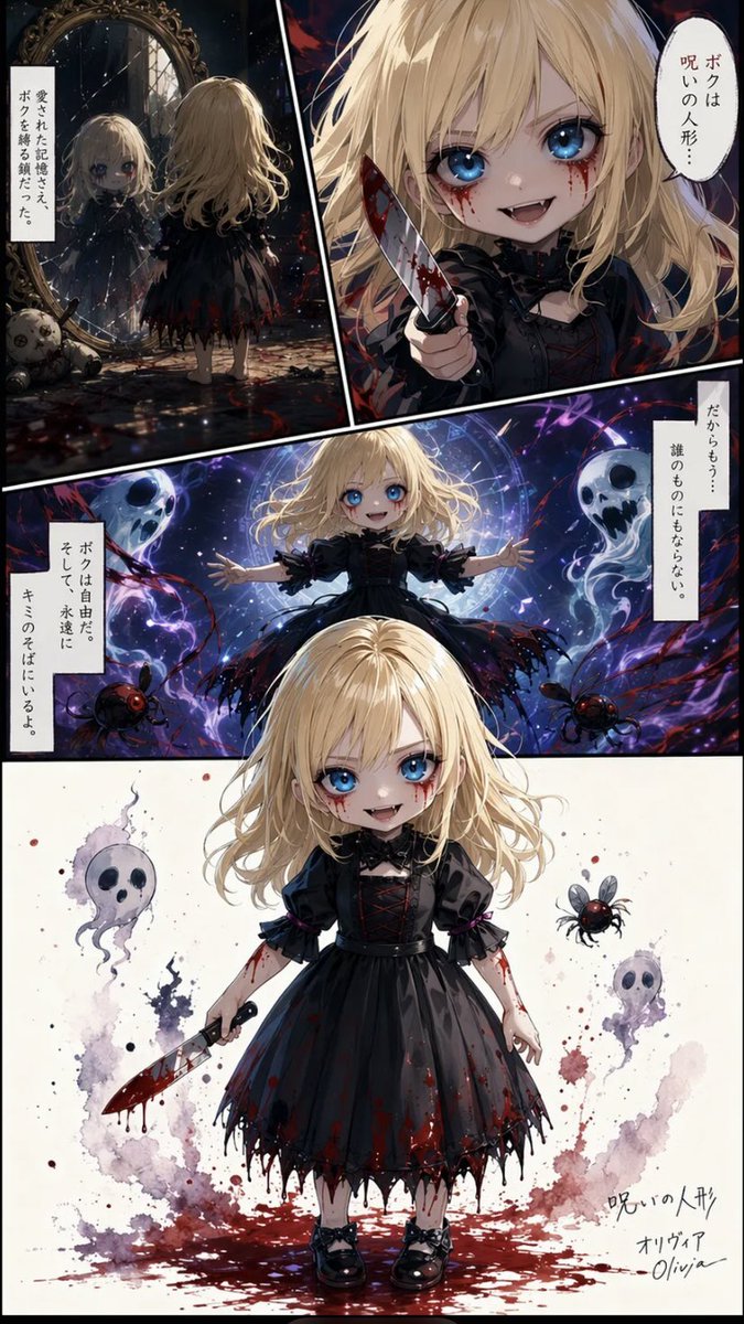 Bloody Gothic Chibi Girl Character Design