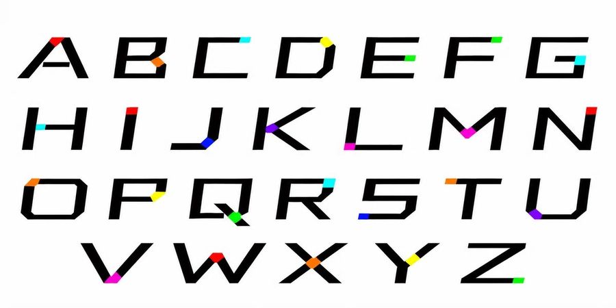 Geometric Alphabet with Color Accents