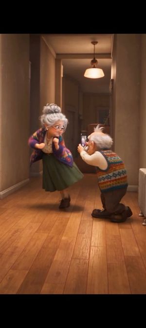 Elderly Couple Dancing Pixar Style